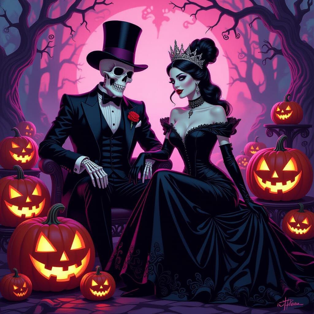 Dapper Skeleton & Empress in Chiaroscuro