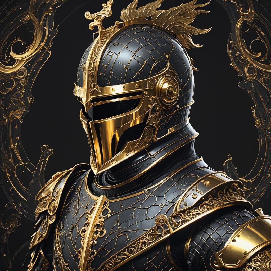 Golden Knight Helmet Formed From Heartbeat Line