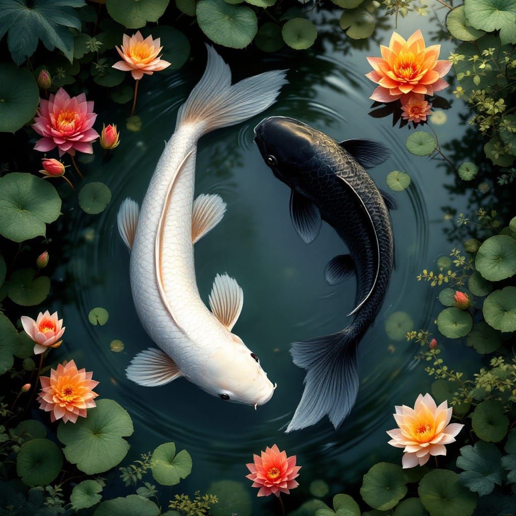 Ying and Yang Pond: Koi and Goldfish Harmony