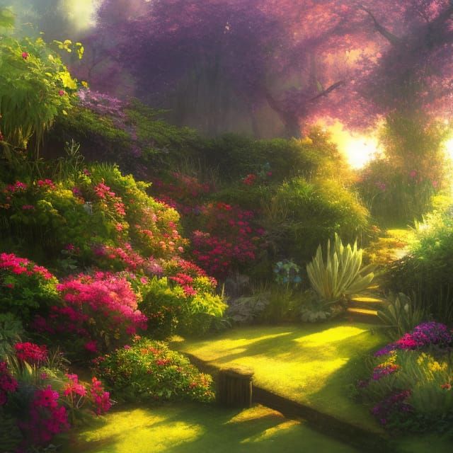 Garden Sunrise: Hyperdetailed Concept Art