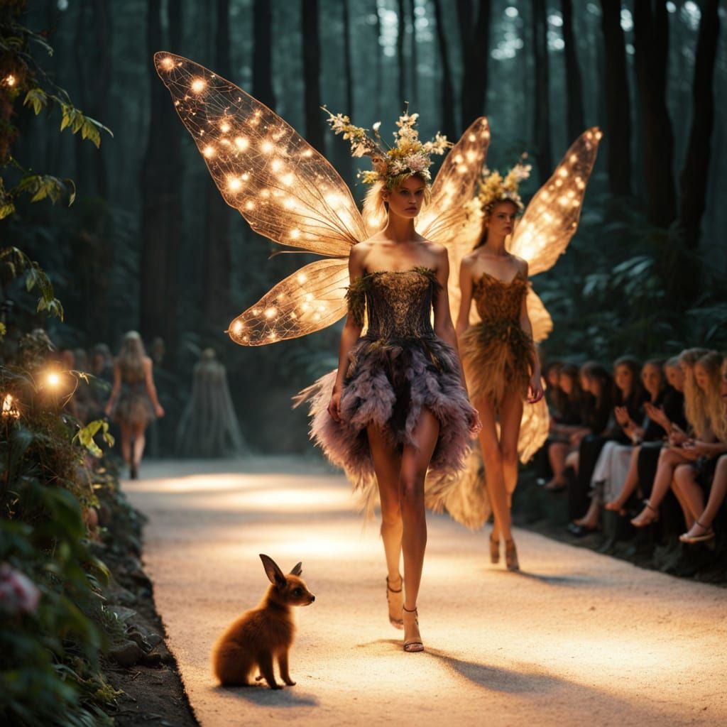 Fairy fashion show in the forest