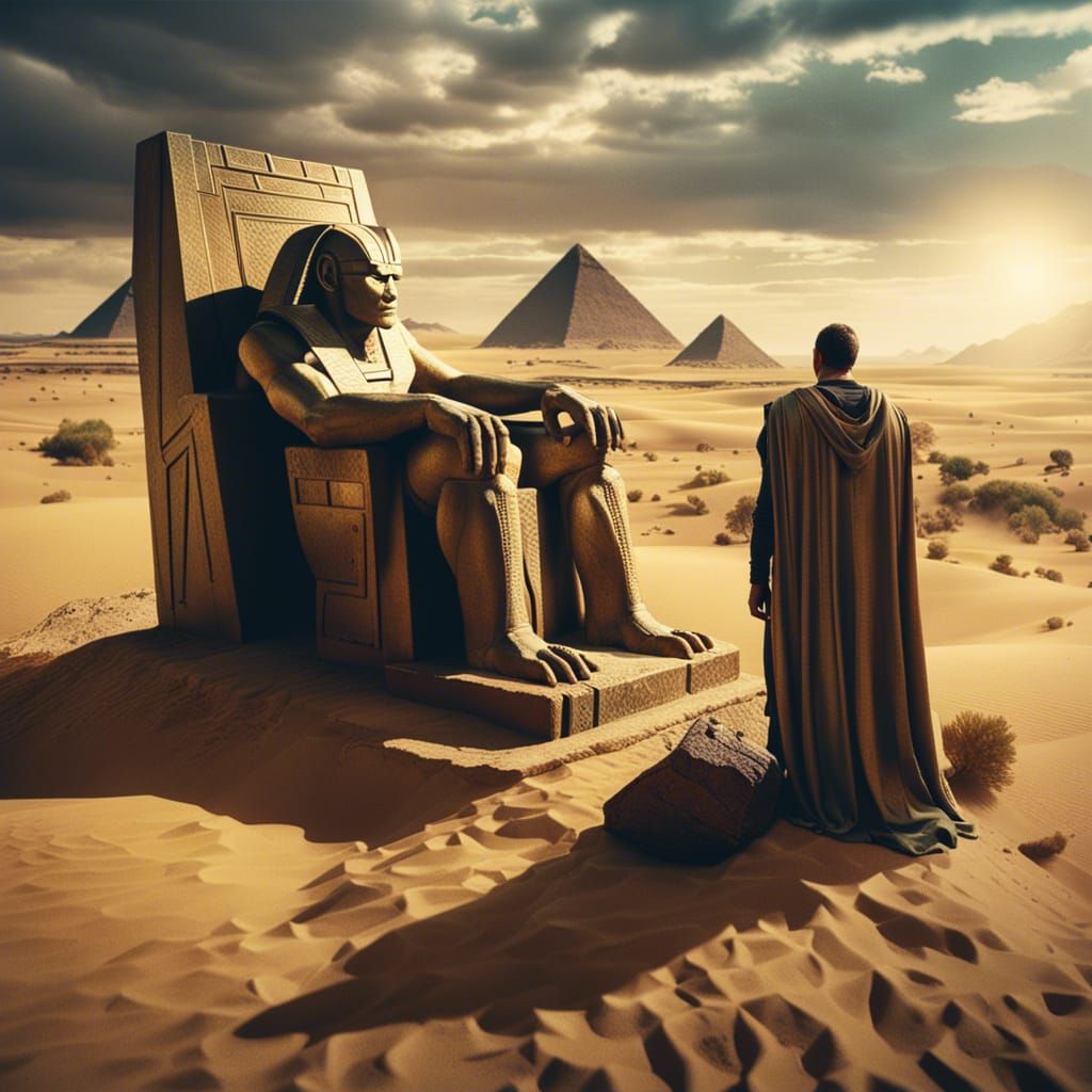 Ozymandias Cinematic Film Still in Dramatic Lighting