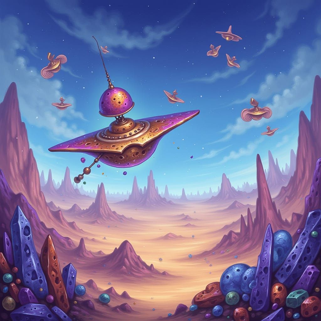 Crystal Skimmers Transport Gelfling Clan Over Desert Landsca...