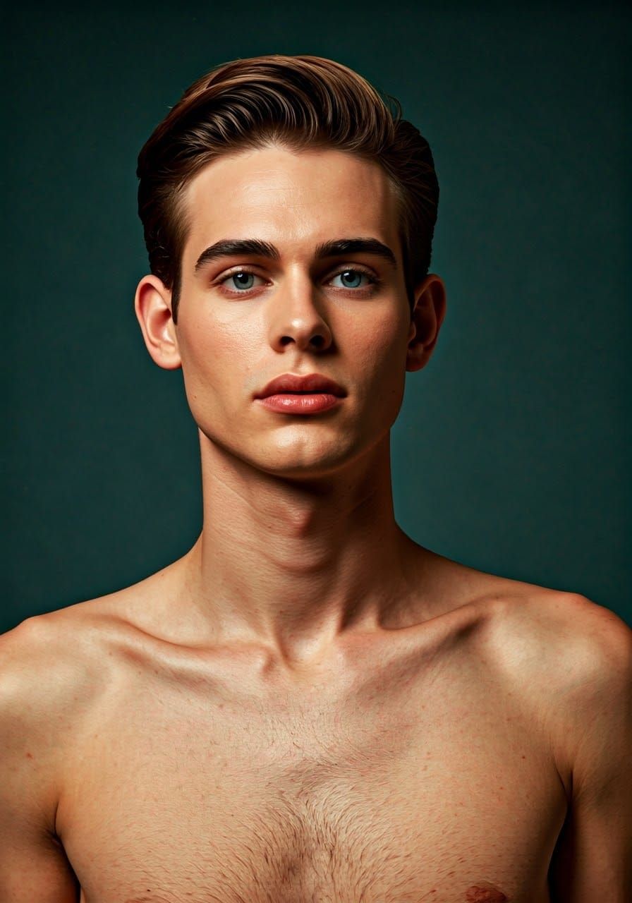 Fragmented Portrait of Genderqueer Individual in Vintage Col...