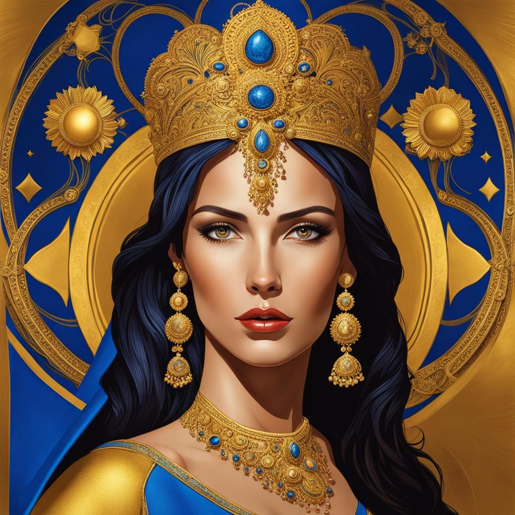 Celestial Queen in Blue and Gold