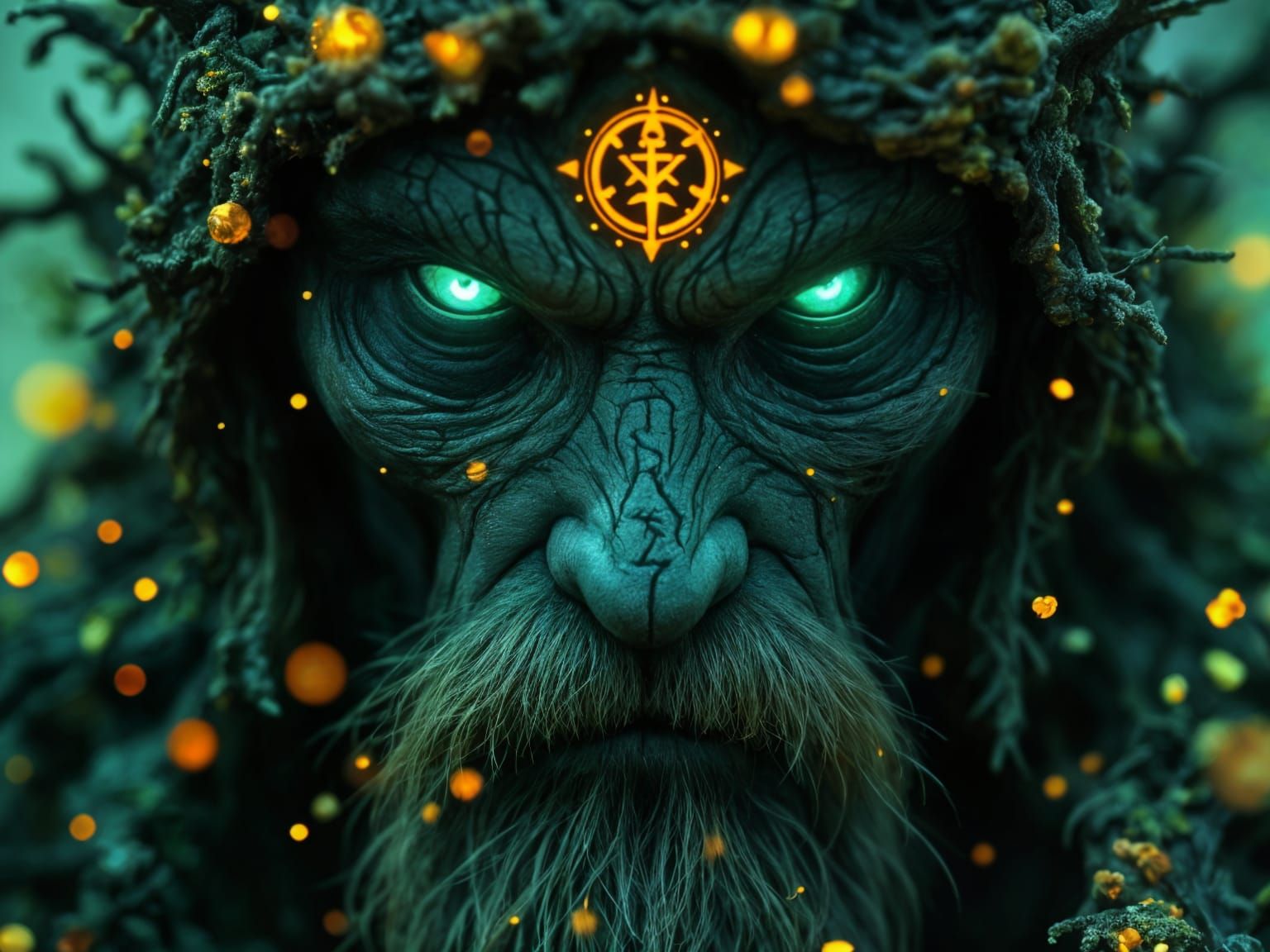 Enigmatic Spectral Druid in Ancient Forest Realism