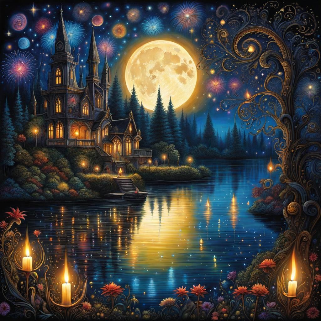 Gothic Diwali Celebration Under a Midnight Moon