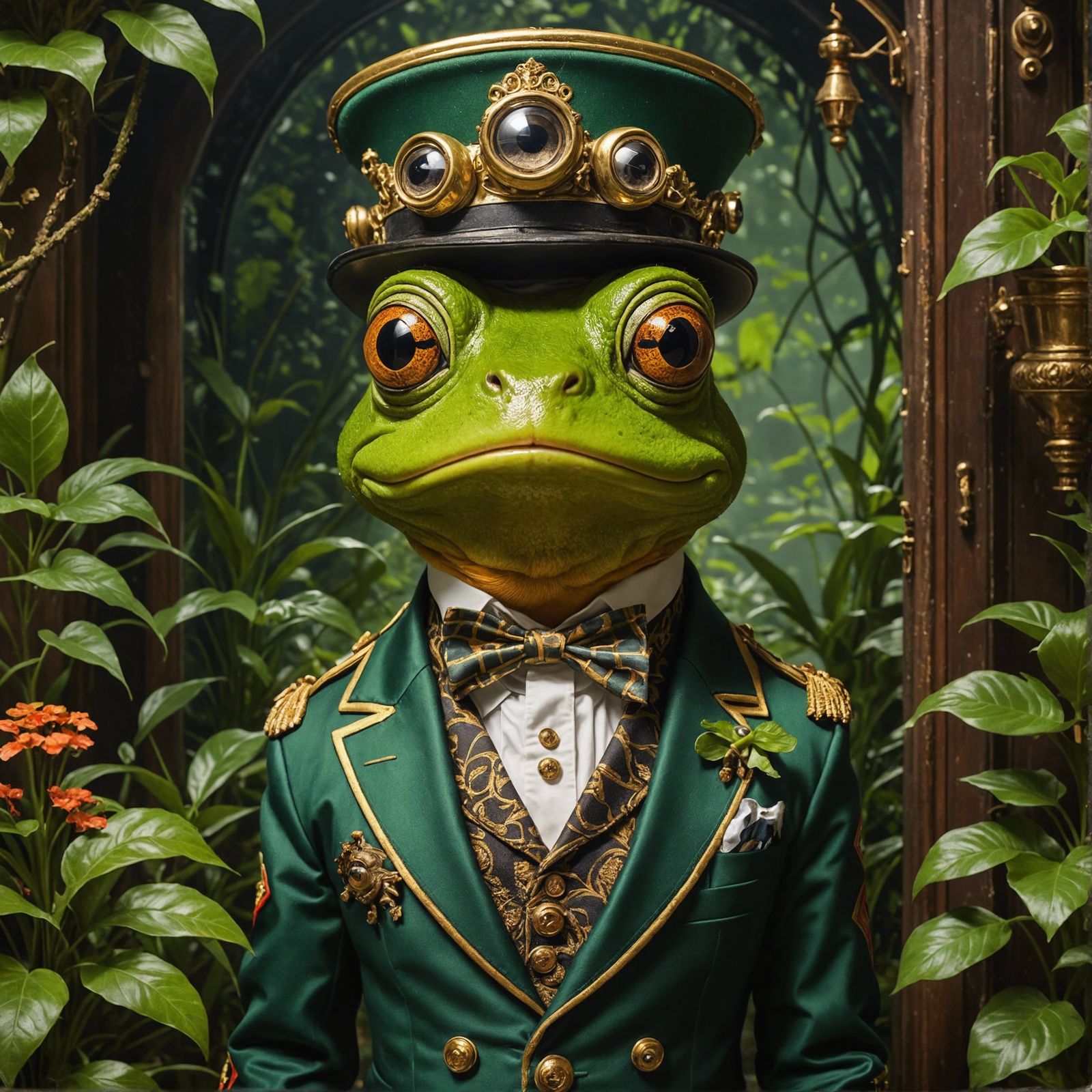 Adorable Frog Bellhop Portrait in Fantasy Style