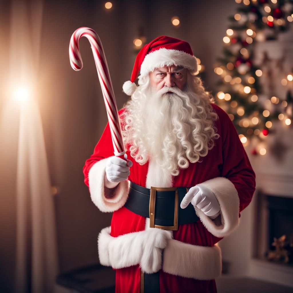 Santa Claus with Candy Cane Sword Photograph