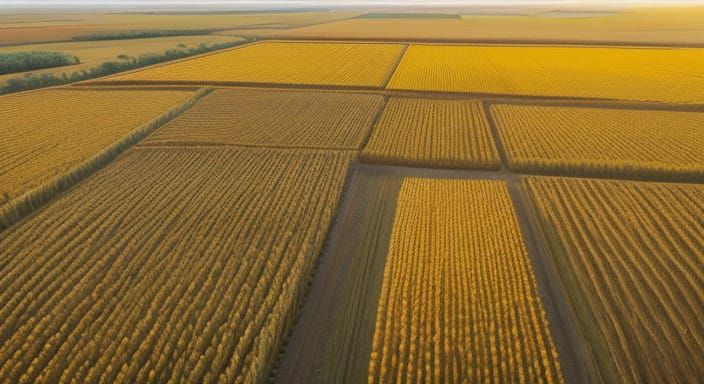 Aerial View of Scarecrow in Cornfield, Oil Painting