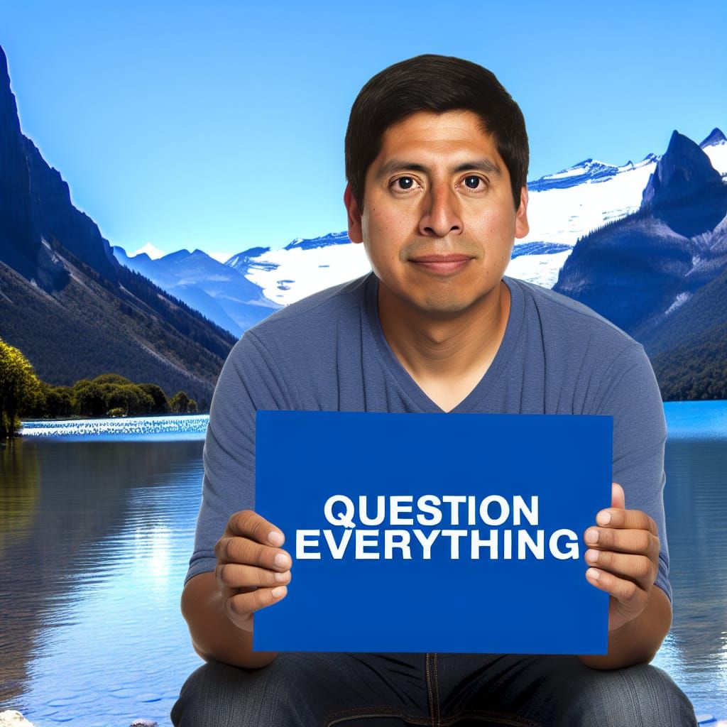 Man by Lake Asks to 'Question Everything'