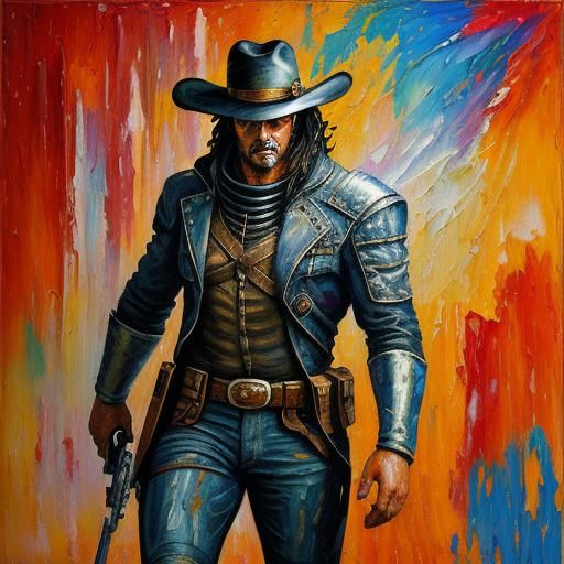 Space Western in Expressionist Oil Painting Style