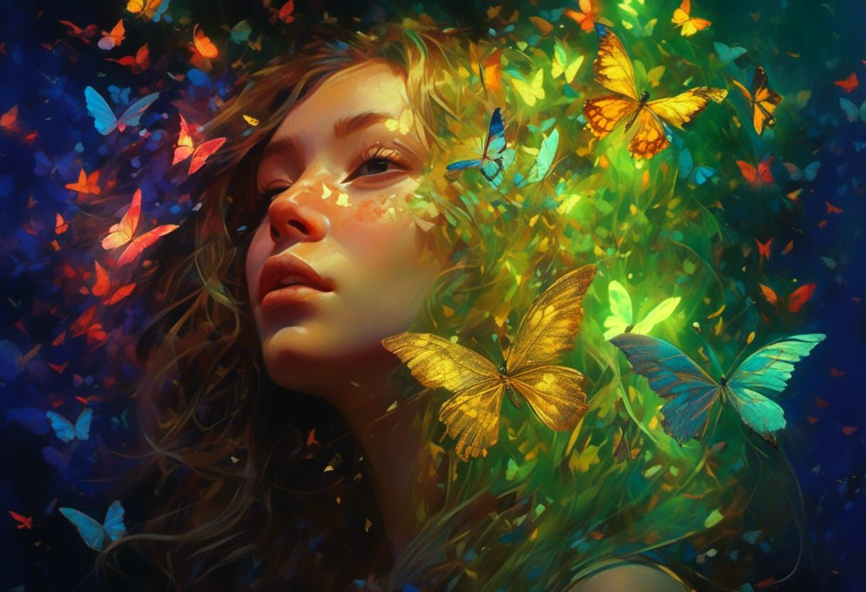Hyperdetailed Butterflies in Impressionistic Neon Ink Style