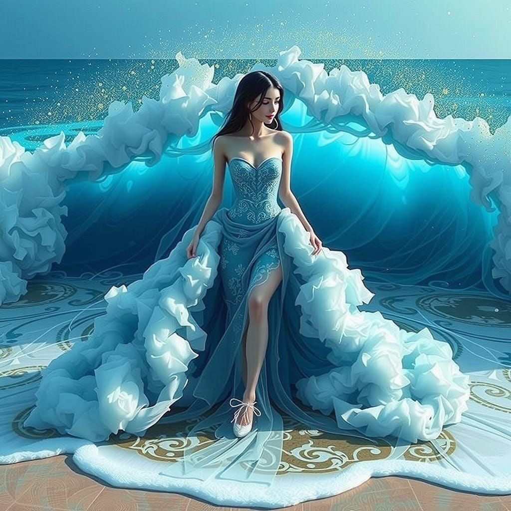 Whimsical Feline Princess in Art Nouveau Style