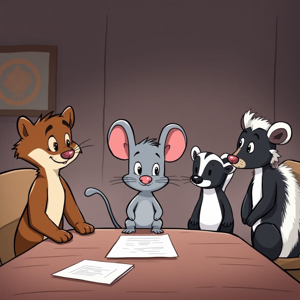 Cartoon Animals Have a Boardroom Meeting