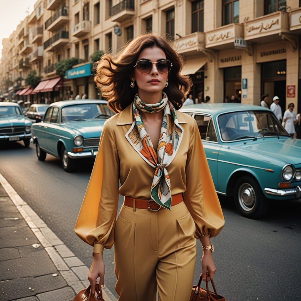 Vintage Beirut Street Scene in Elegant 1970s Style