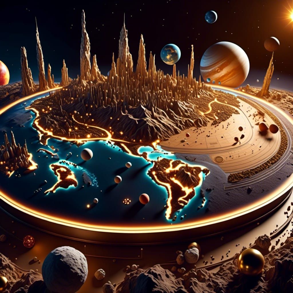 a breathtaking Leonardo da Vinci inspired 3D Map of the Solar System