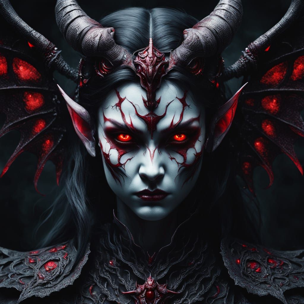 Female Demon in Gothic Oil Painting Style