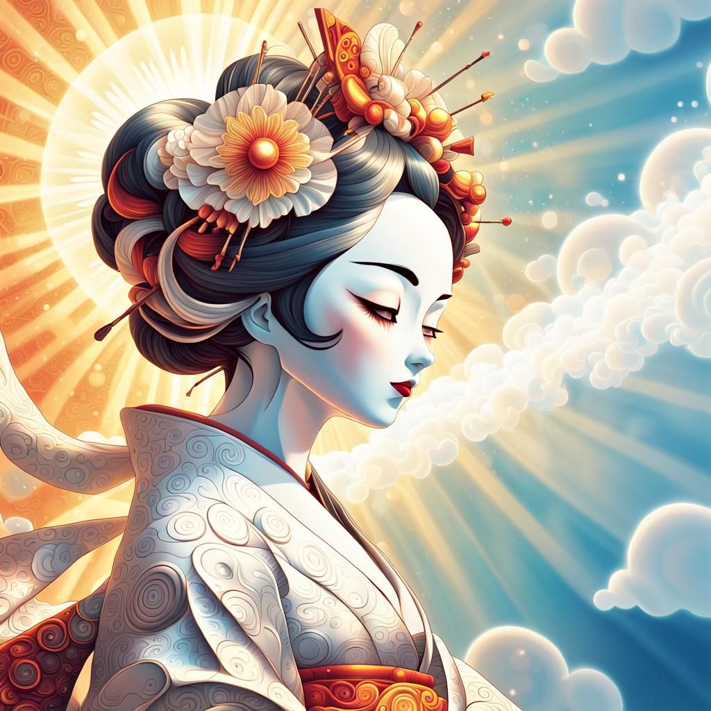 Robo Geisha Kiss: AI in Abstract Fractal Art