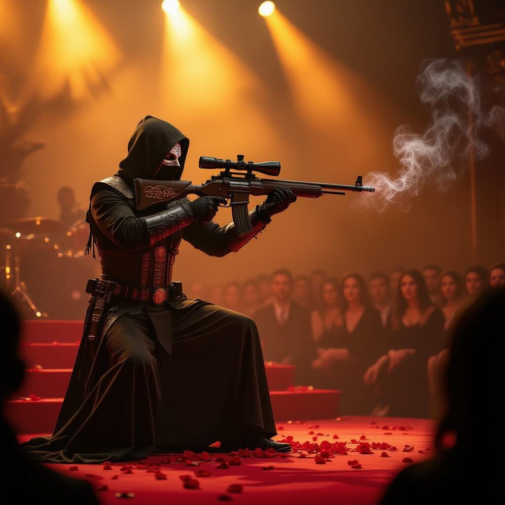 Artist-Assassin on Crimson Stage with Rune Rifle