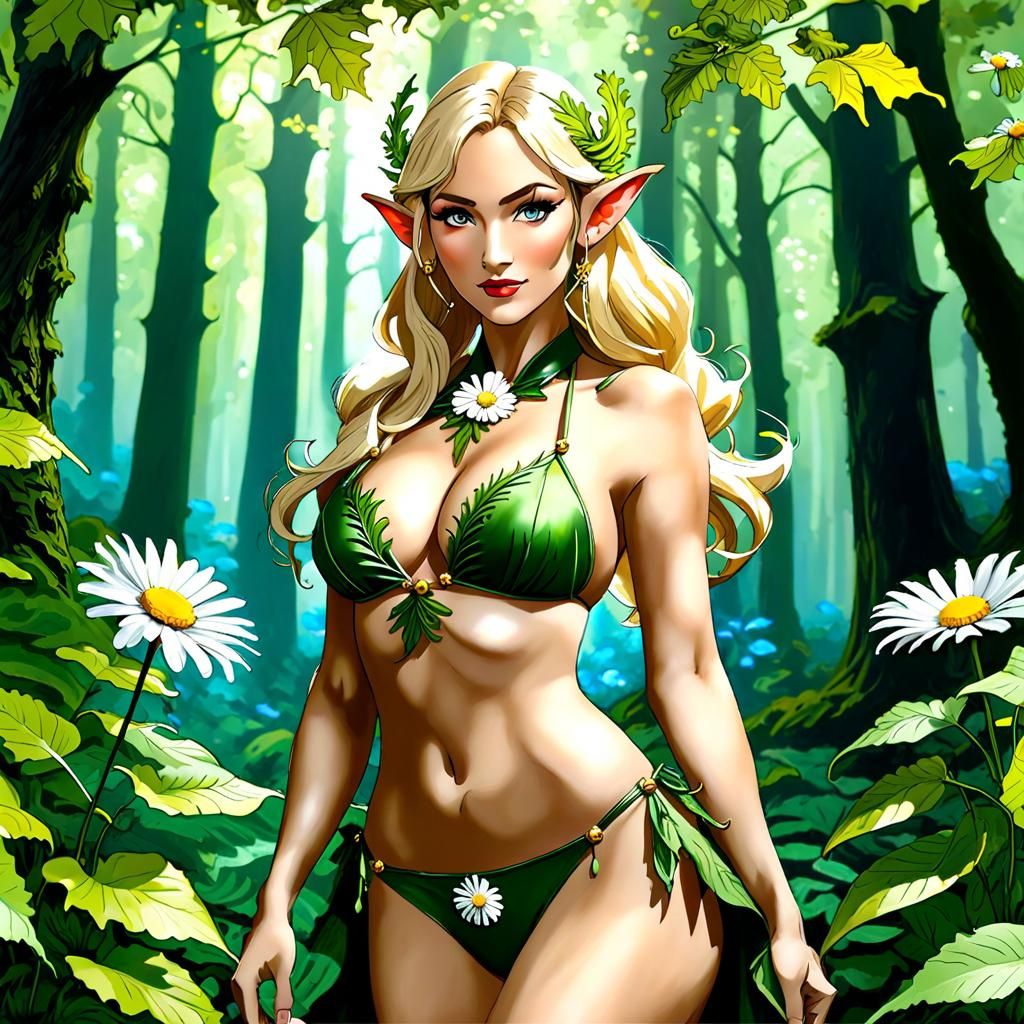 Beautiful Blonde Forest Elf Portrait in Hyperrealism
