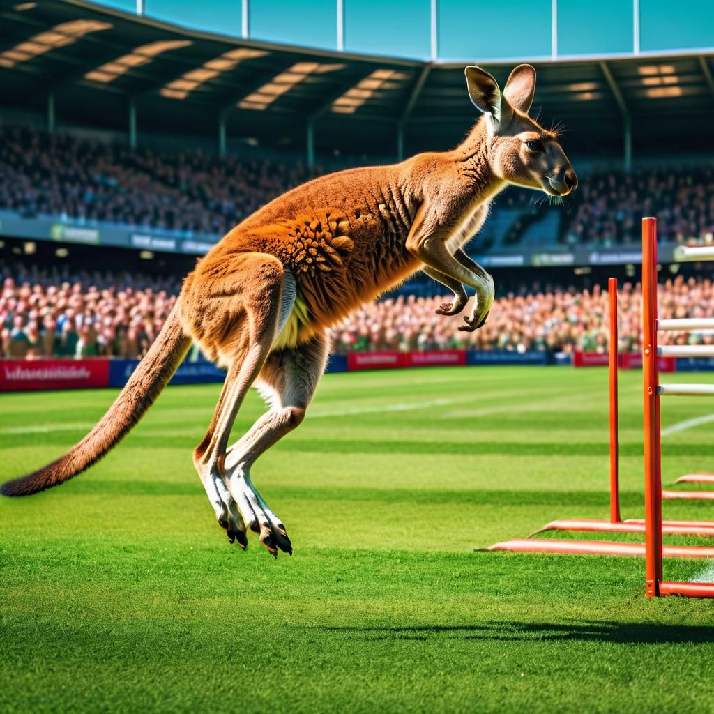 Kangaroo High Jump: Vivid Digital Art