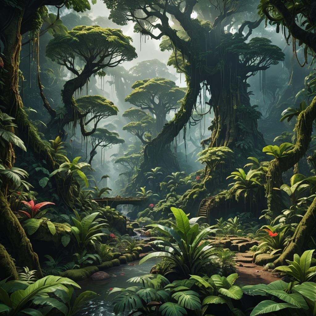 Lush Rainforest Fantasy Concept Art