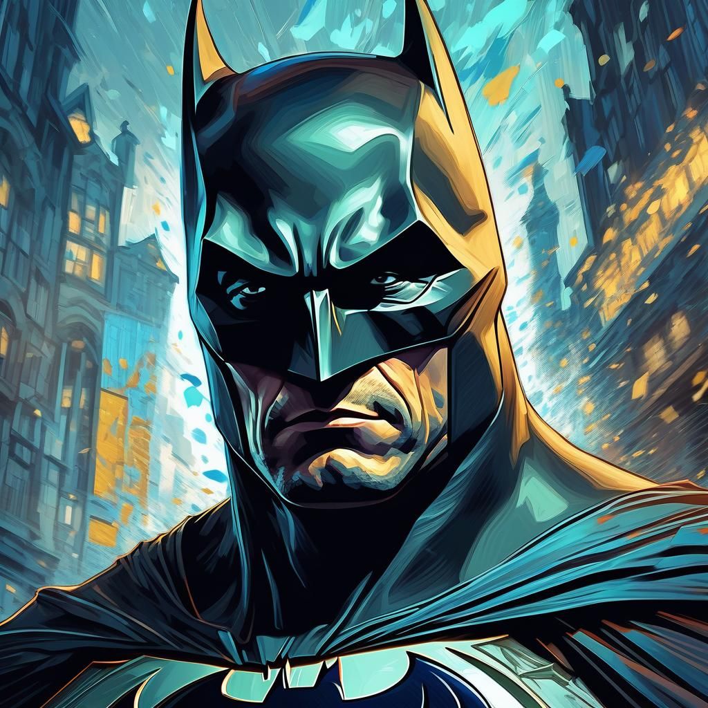 Batman Portrait in Post-Impressionist Style