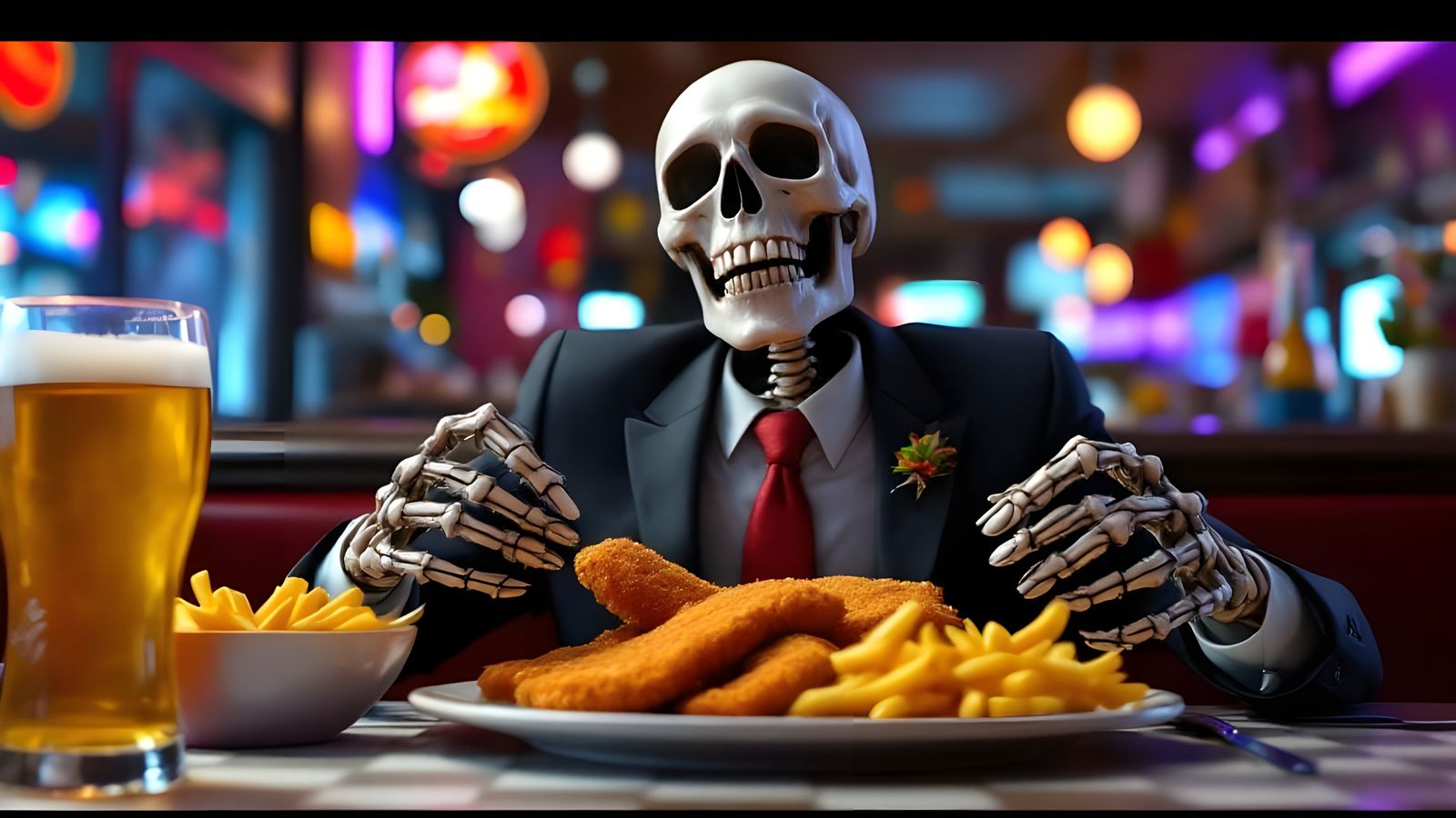 Happy Skeleton Feast: A 3D Rococo Masterpiece
