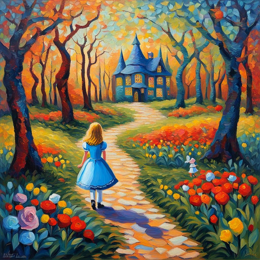 Alice in Wonderland: Expressionist Oil Painting