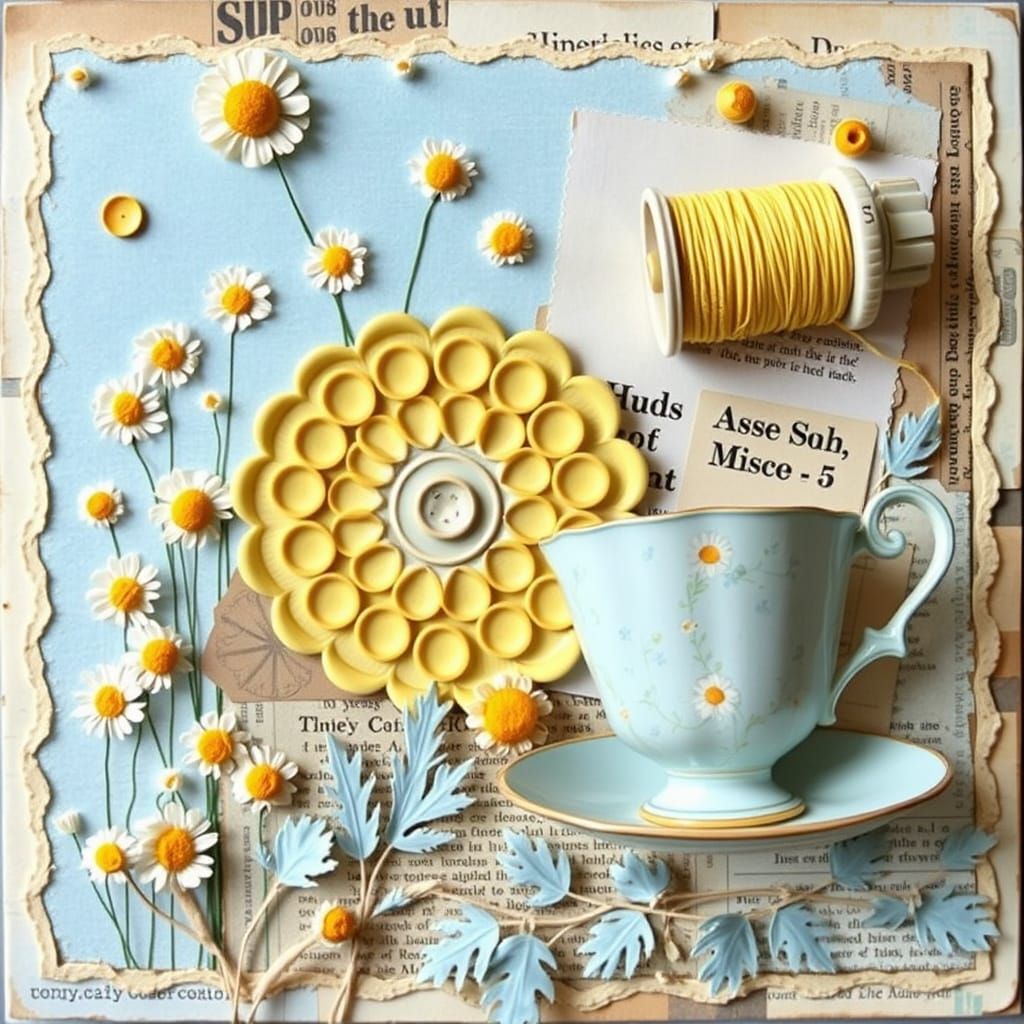 Pastel Victorian Scrapbook Page with Daisy Field