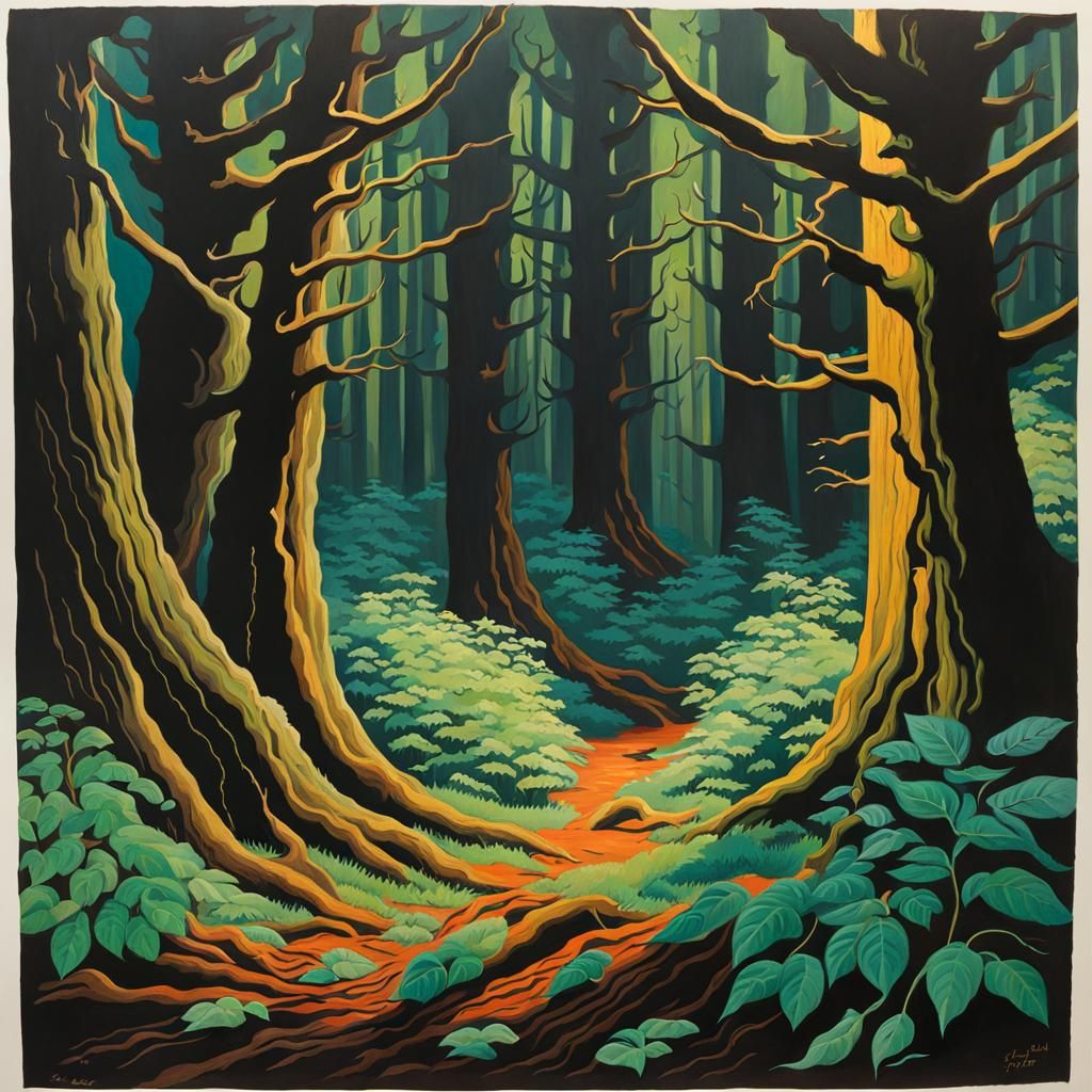 Eldritch Forest in Gouache Style