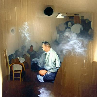 Man in Smoke-Filled Room Digital Rendering