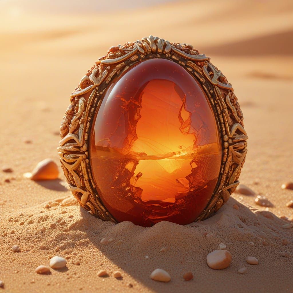 Carnelian Gemstone Glows in Sun-Drenched Desert Shrine