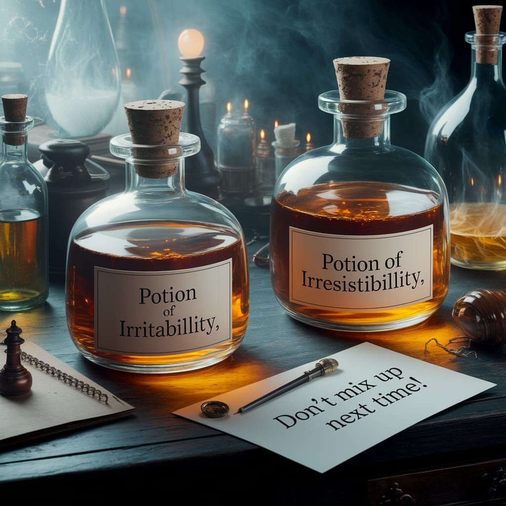 Ethereal Alchemist's Warning in Amber Light