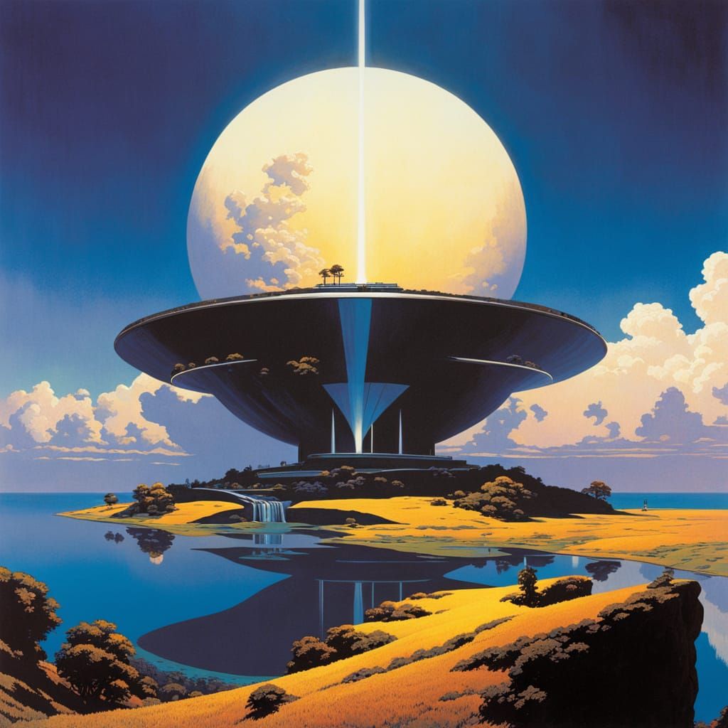 Visionary Futuristic Cityscape in Classic Sci-Fi Style