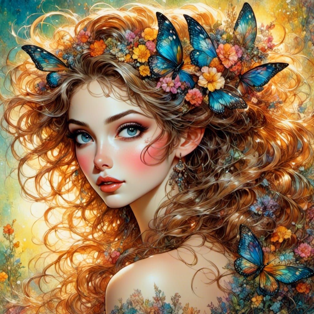 Brunette Fairy Portrait in Fauvist Fantasy Art