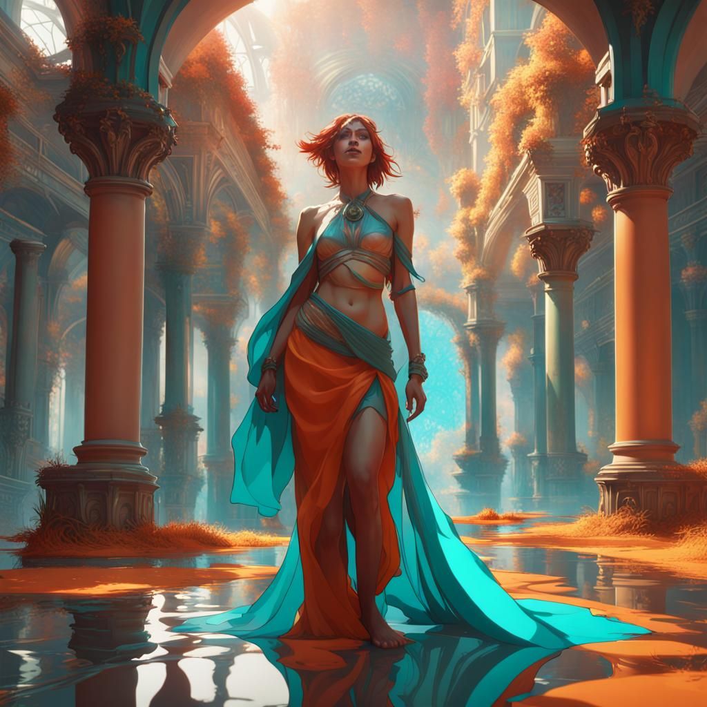 Icarus and Daedalus Flight: Art Nouveau Concept