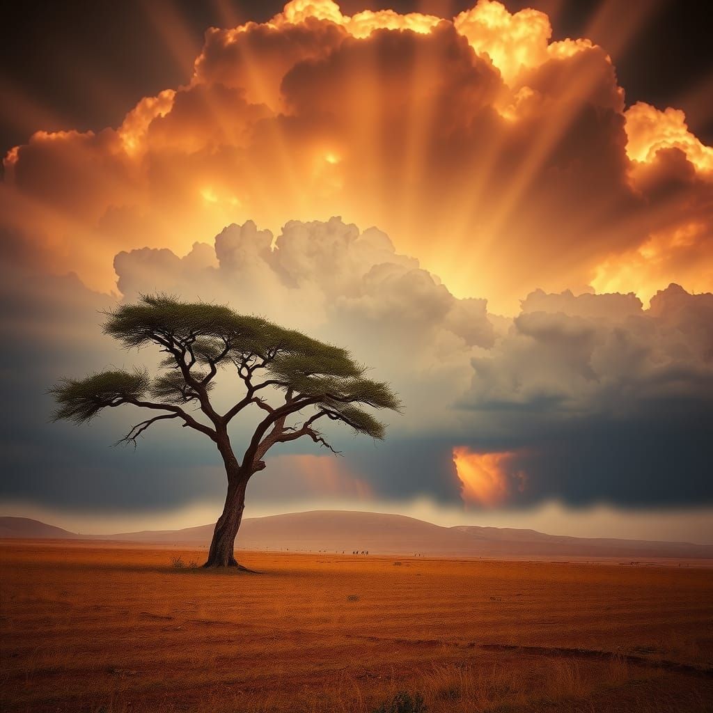 African Savannah Under Approaching Storm