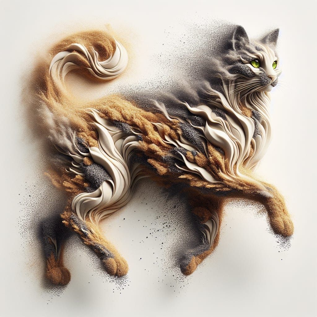 Ephemeral Sand Feline Manifests in Ethereal White