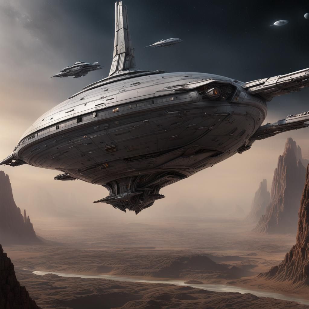 Detailed Matte Painting of a Starship