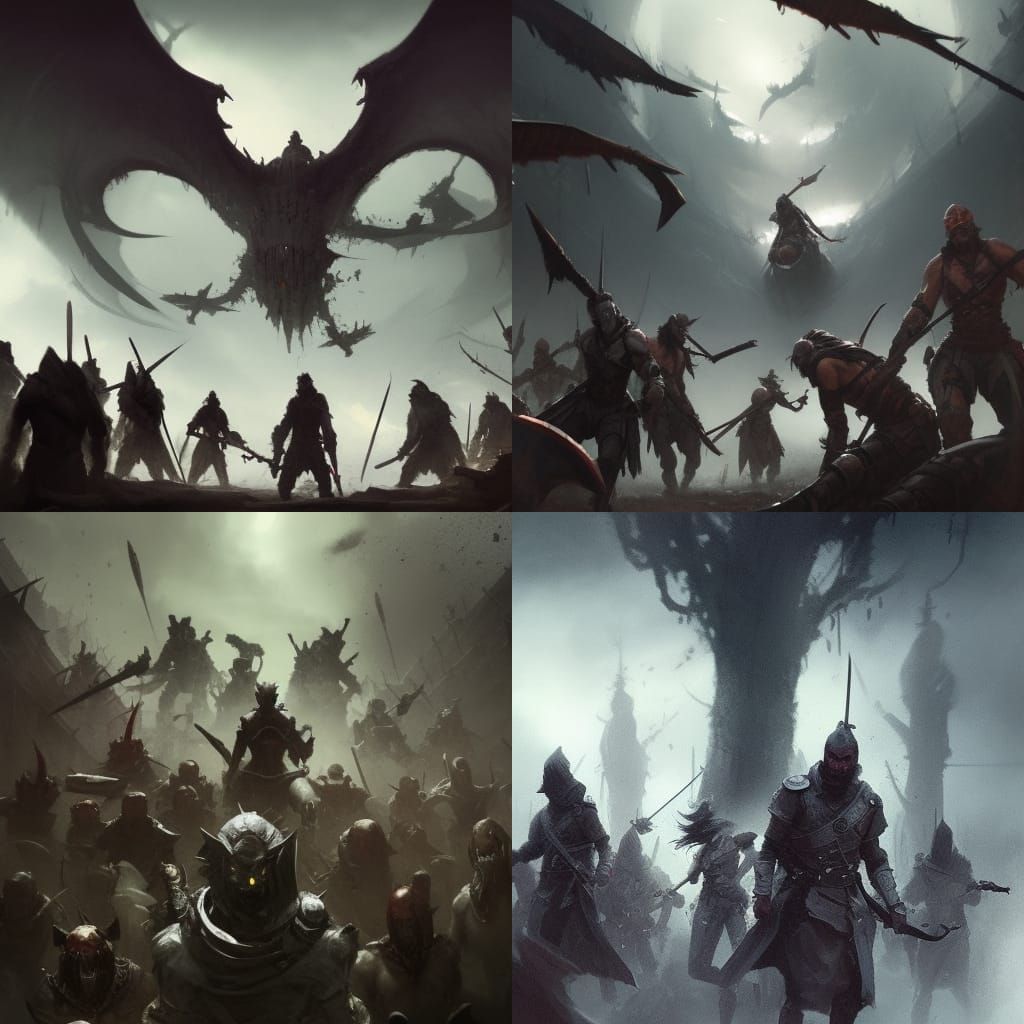 Epic Battlefield Scene in Dark Fantasy Style