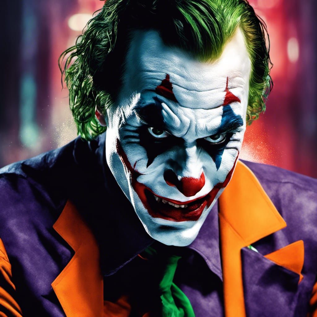Scary Joker Portrait in Hyperrealistic Style