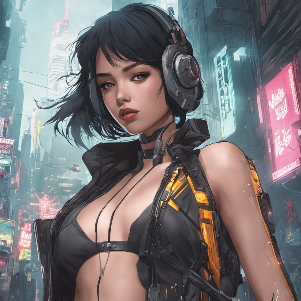 Cyberpunk asian woman