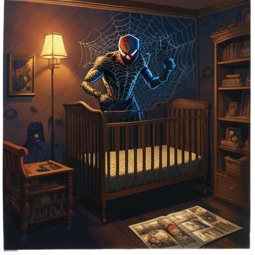 Eerie Crib Scene in Comic Book Art Style