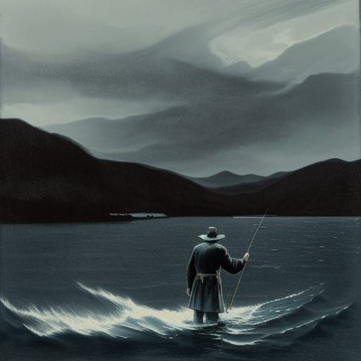 The old fisherman looked across the lake and knew how alone ...
