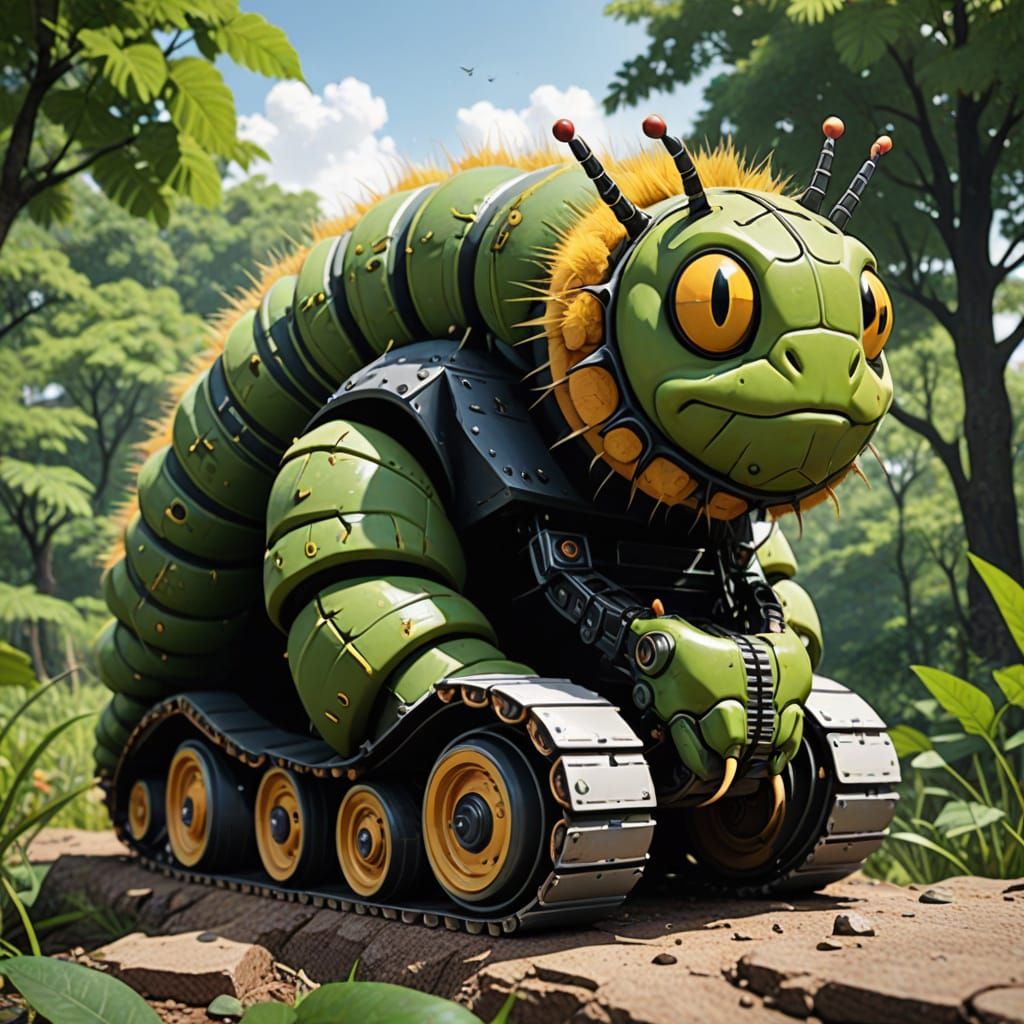 Manga-Style Caterpillar Illustration