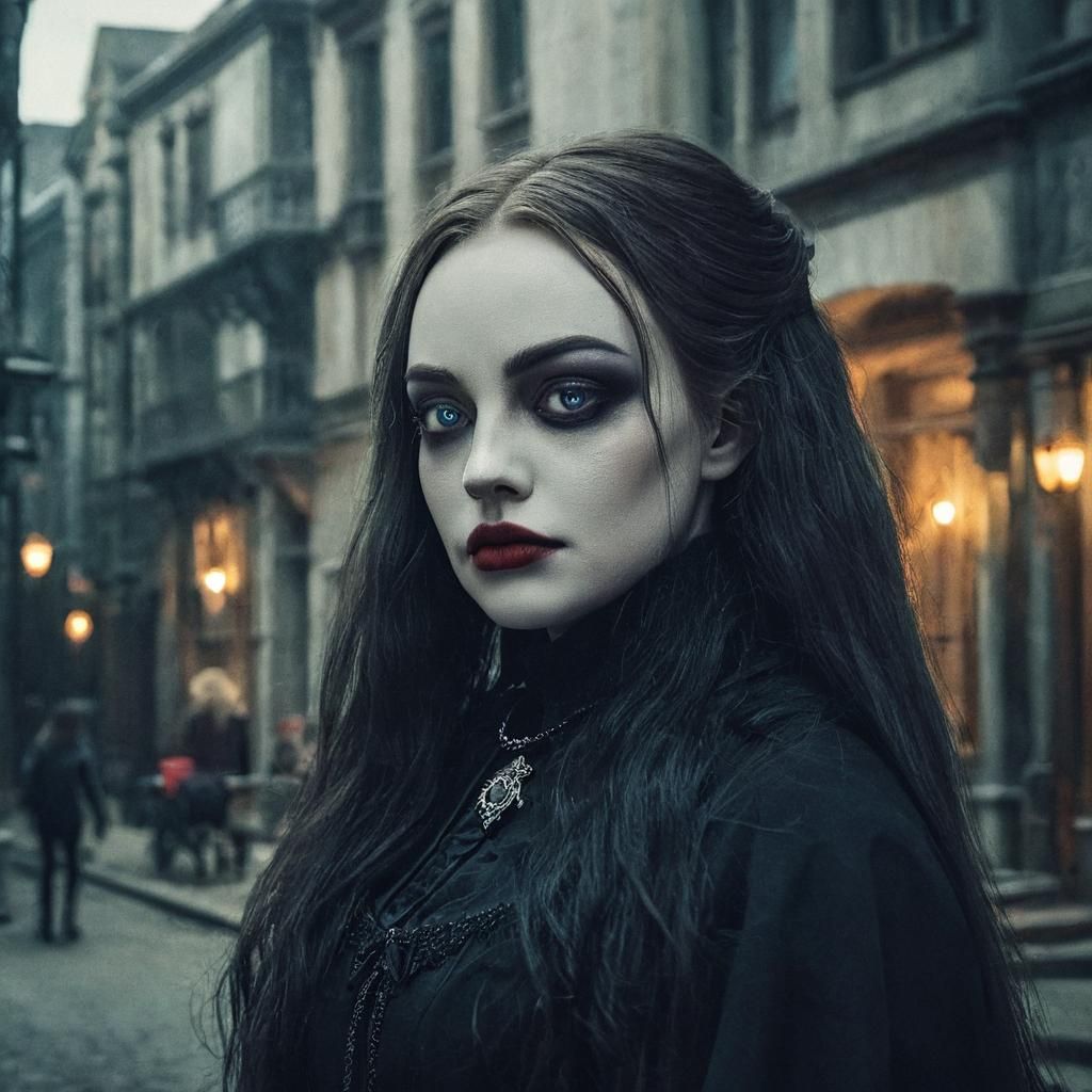 Gothic Victorian Lady in Dark City
