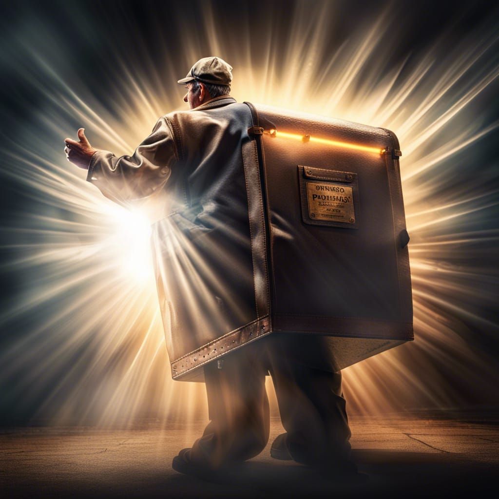 Vaporous Postman Radiating Light in Hyperrealistic Detail