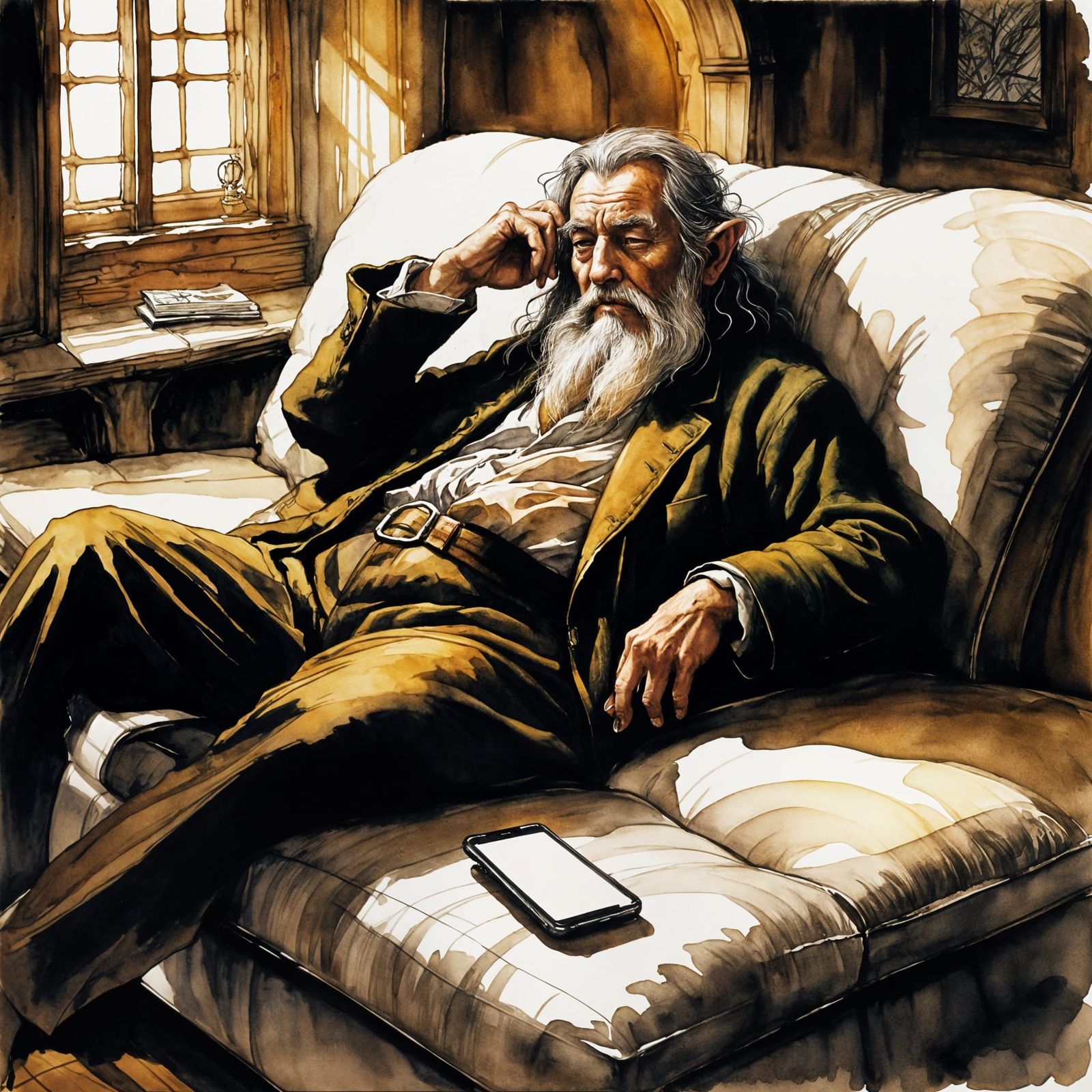 Hobbit Slumber: Chiaroscuro Fantasy Illustration